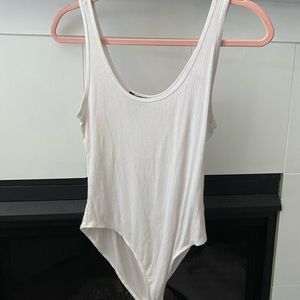 White Ribbed Body Suit